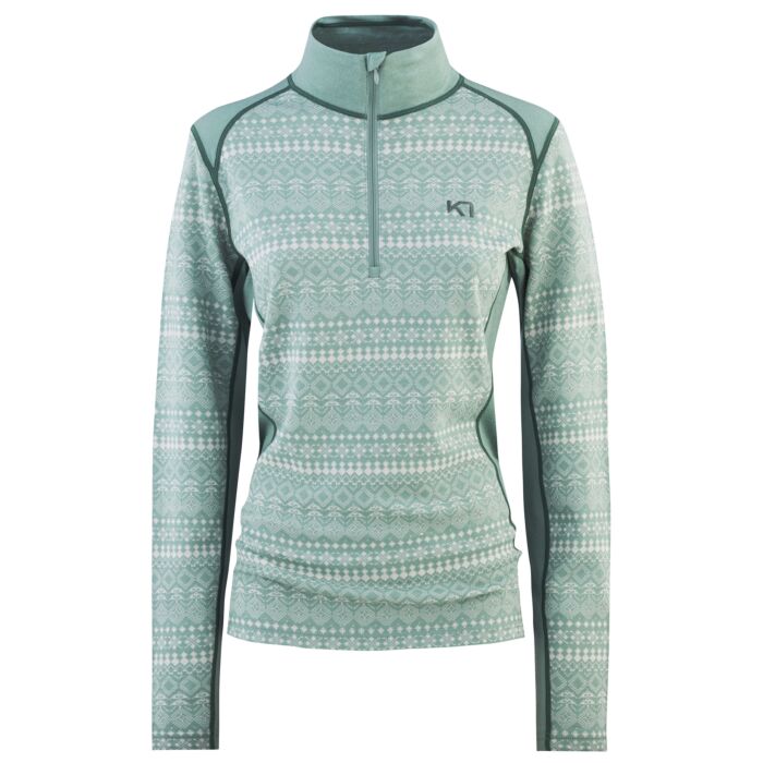 Damska Bluzka termoaktywna KARI TRAA MAUD HALF ZIP 611369-SAGE, kolor zielony