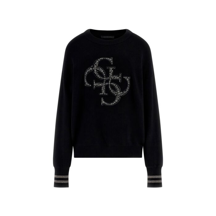 Női Pulóver GUESS LS CN SYLVIE LOGO SWTR W5BR42Z26I2-JBLK, szín fekete