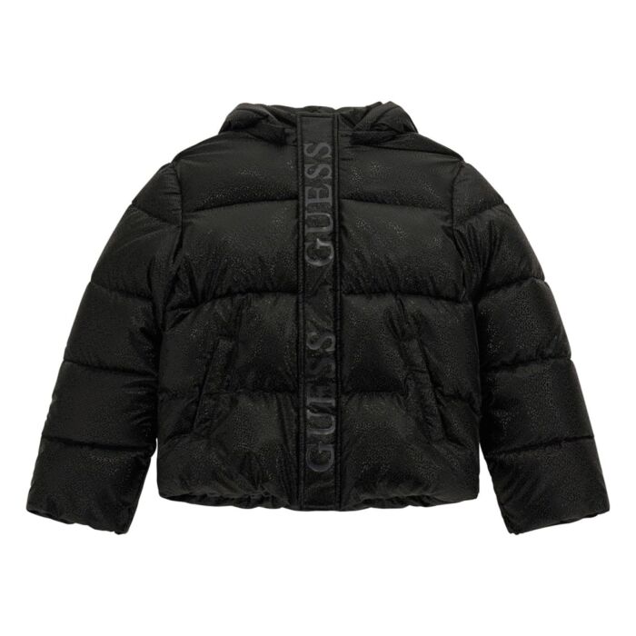 Dziecięca Kurtka zimowa pikowana GUESS HOODED LS PUFFER W/ZIP J4BL02WGIW0-JBLK, kolor czarny