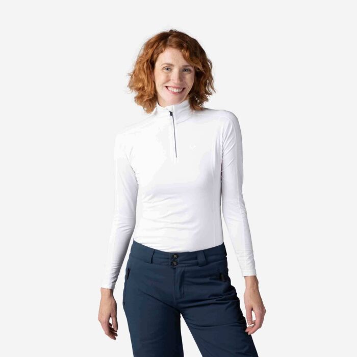 Damska Bluzka termoaktywna ROSSIGNOL W CLASSIQUE 1/2 ZIP RLMWL08_100, kolor biały
