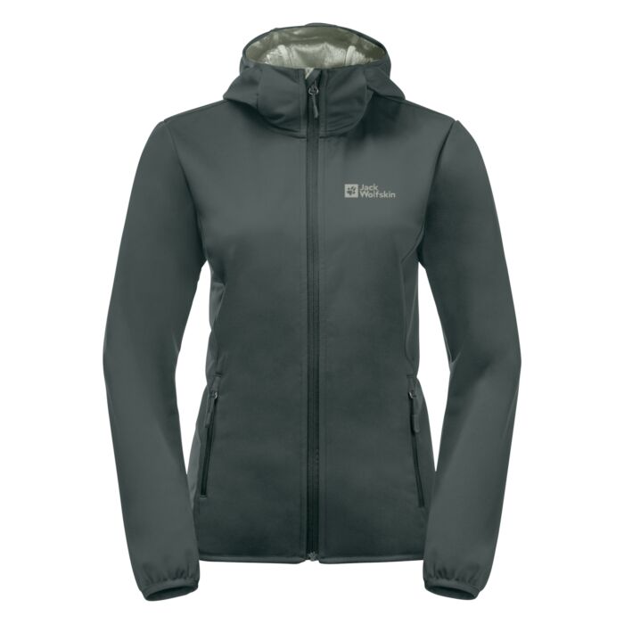 Damski Softshell JACK WOLFSKIN WINDHAIN HOODY W 1307481-4136, kolor szary
