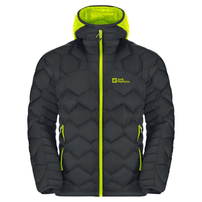 Męska Kurtka zimowa pikowana JACK WOLFSKIN ALPSPITZE DOWN HOODY M 1206771-6350, kolor szary