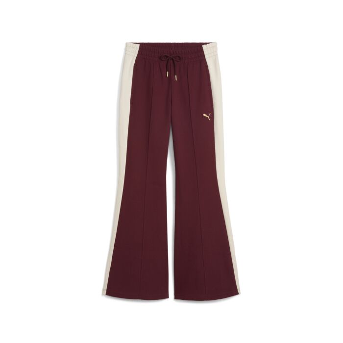 Damskie Spodnie PUMA T7 FLARED PANTS 63213896, kolor bordowy