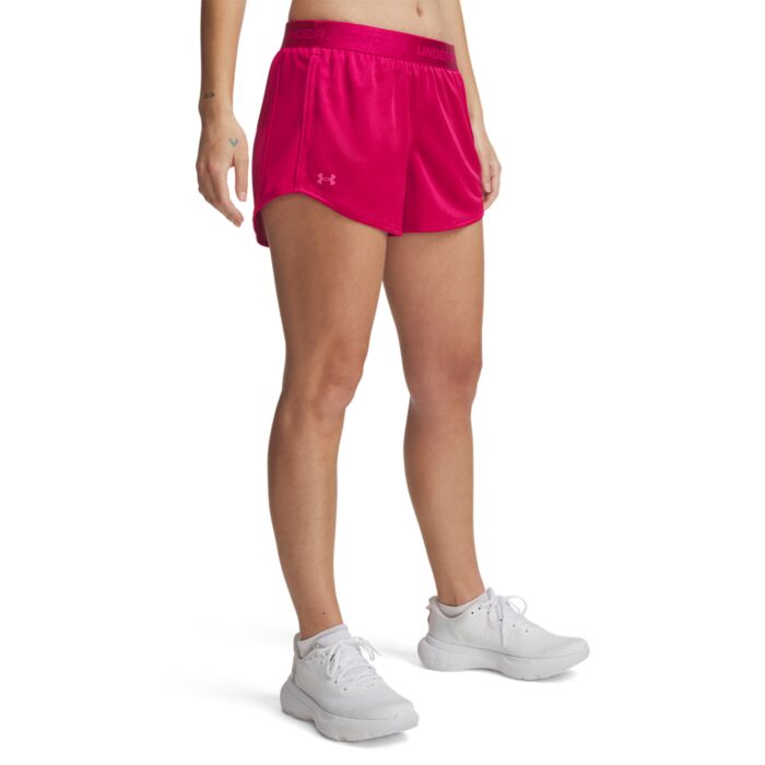 Damskie Spodenki UNDER ARMOUR TECH PLAY UP SHINE SHORTS 1389883-681, kolor bordowy