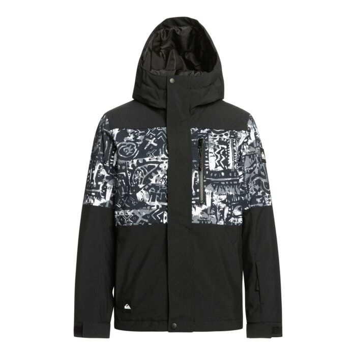 Dziecięca Kurtka ocieplana QUIKSILVER MISSION PRINTED BLOCK YOUTH JK EQBTJ03155-KVJ1, kolor czarny