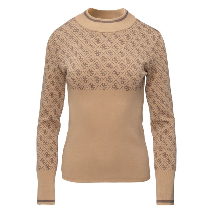 Női Pulóver GUESS LISE 4G LS SWEATER W3BR81Z37K0-F1FP, szín barna